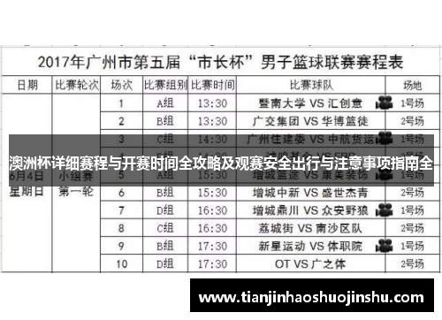澳洲杯详细赛程与开赛时间全攻略及观赛安全出行与注意事项指南全